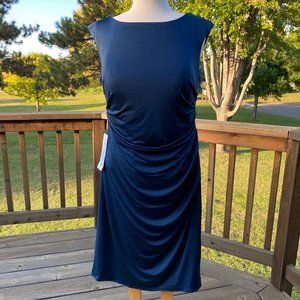 Azazie Dayton MBD Ruched Dress Size Sleeveless Navy Blue Custom 225983